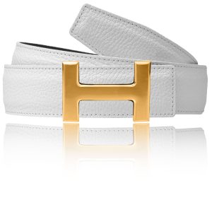 Ledergürtel in Weiß mit H Schnalle 40mm