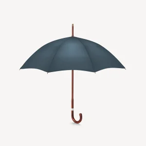 Gestreifter Damen-Regenschirm mit Kirschmuster – Französisch-Marineblau