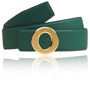 Ledergürtel in Grün mit O Schnalle 32mm